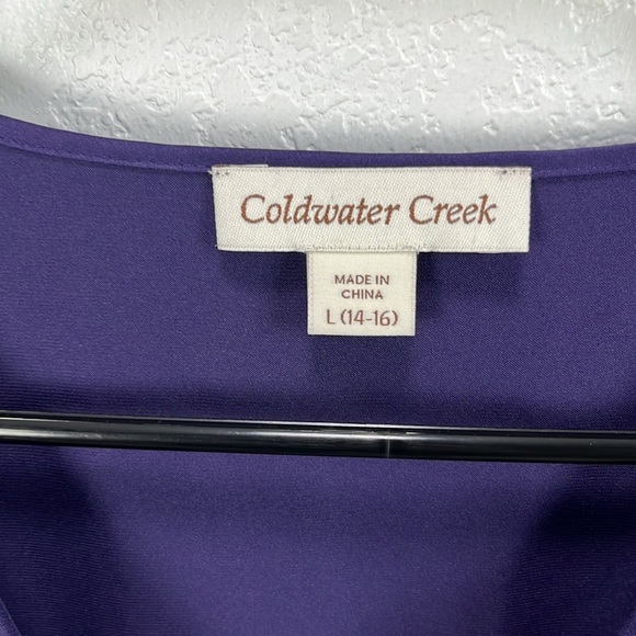Coldwater Creek Women’s Purple Blouse Long Sleeve Button Down V Neck Sz L(14-16) - Picture 3 of 9